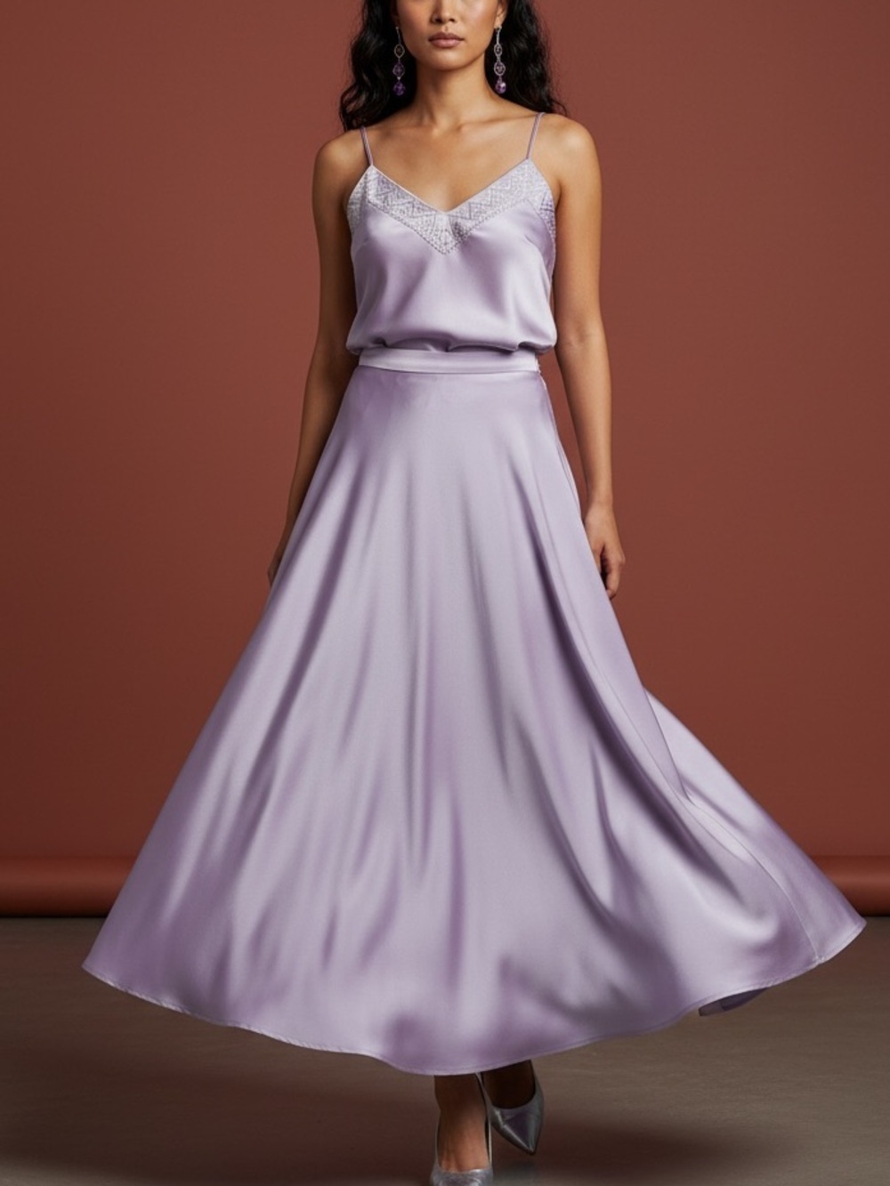 Vtg 90s Cache Purple Satin Ball Maxi Skirt Sz 12 Formal Evening Lavender NWT